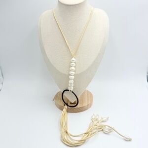 Genius Pearls Lariat Necklace – Freshwater Pearls on Suede Cord